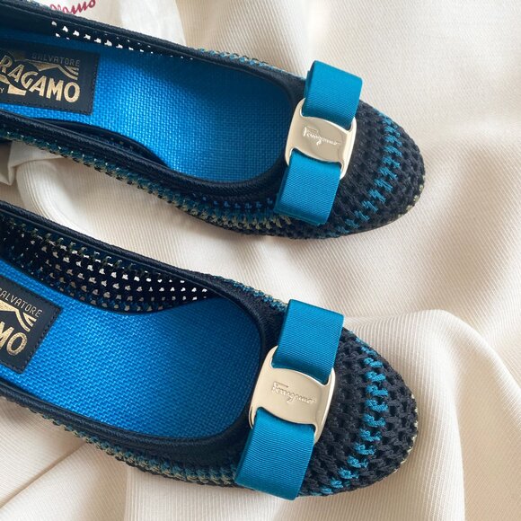 FERRAGAMO Vara Bow Pump Shoe In Multicolor Crochet, size 7.5 - Picture 6 of 8